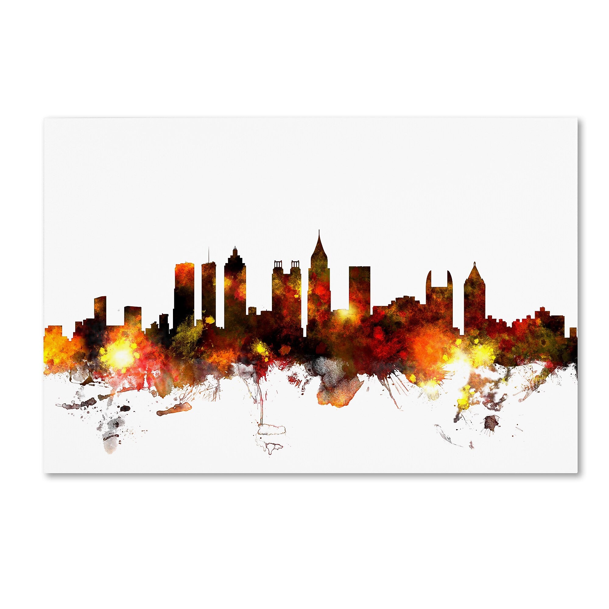 Trademark Fine Art Michael Tompsett 'Atlanta Georgia Skyline Red' 12" x 19" Canvas Stretched Art Print (190836092949)