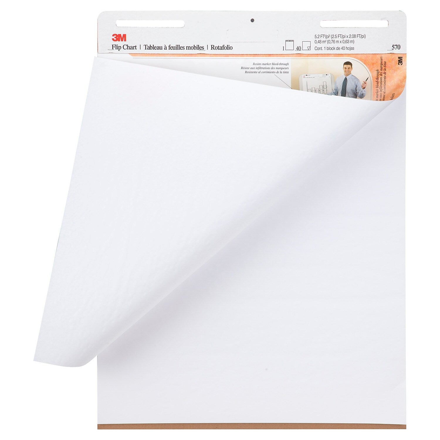 3M Flip Chart Super Sticky Easel Pad, 25" x 30", 40 Sheets/Pad, 2 Pads/Carton (MMM570)