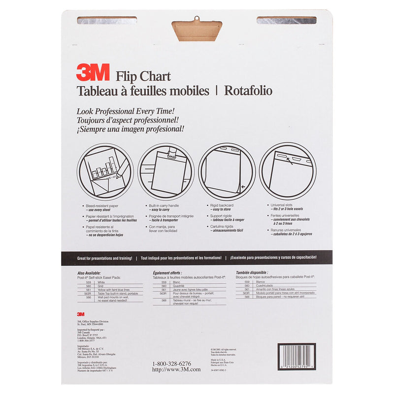 3M Flip Chart Super Sticky Easel Pad, 25" x 30", 40 Sheets/Pad, 2 Pads/Carton (MMM570)