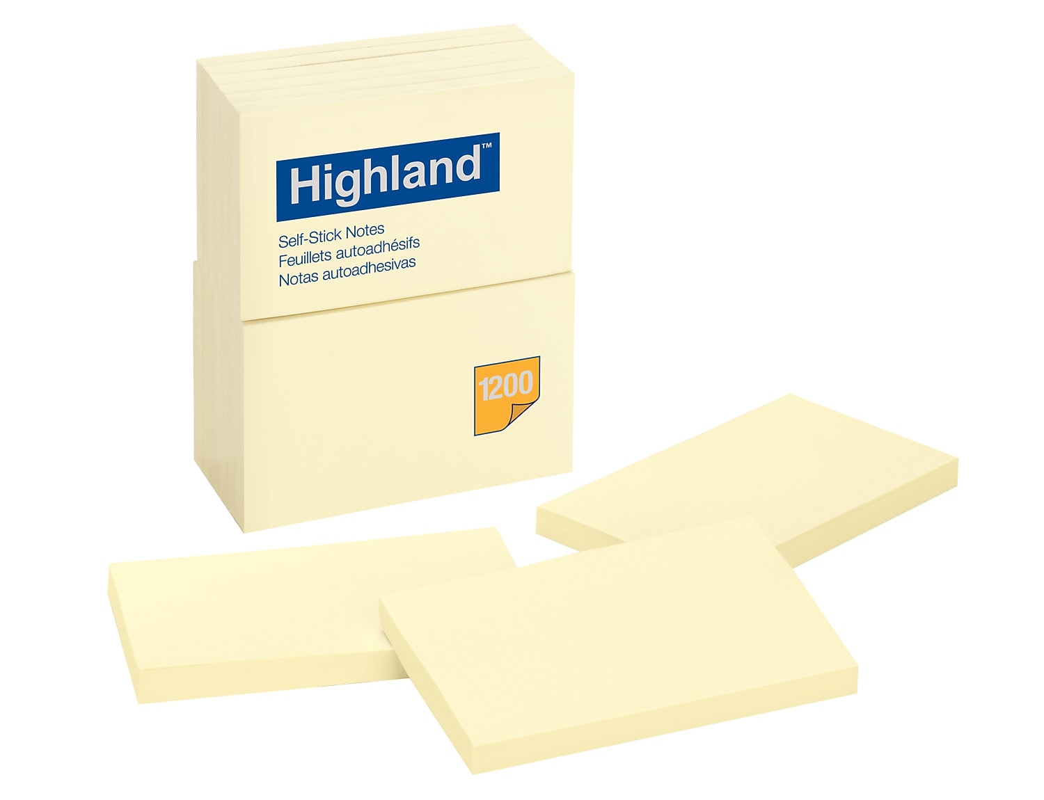 Highland Notes, 3" x 5", Yellow, 100 Sheet/Pad, 12 Pads/Pack (MMM6559YW)