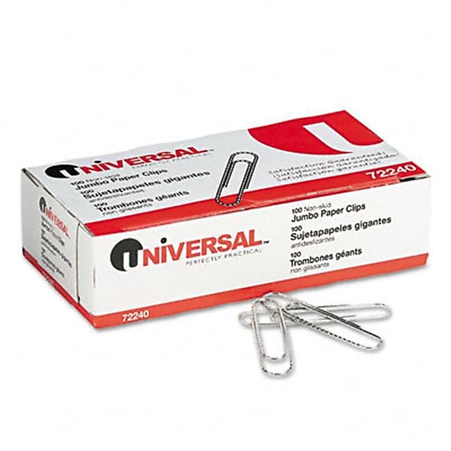 Universal Jumbo Paper Clips, Silver, 100 Clips/Pack, 10/Pack(72240)