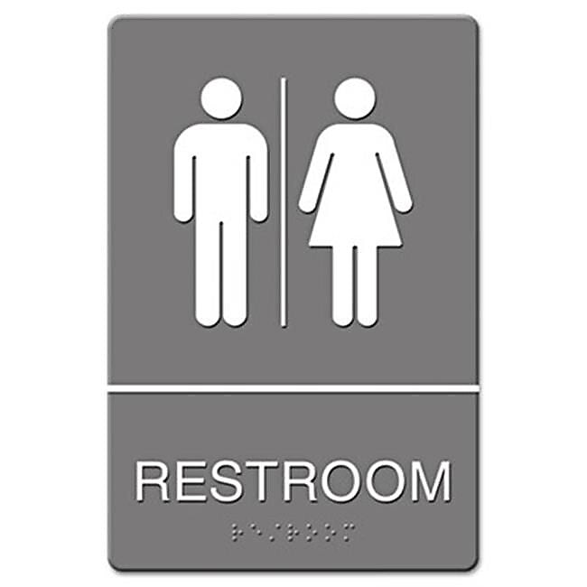 U.S. Stamp & Sign Headline® ADA "RESTROOM" Sign, Gray/White, 6" x 9"