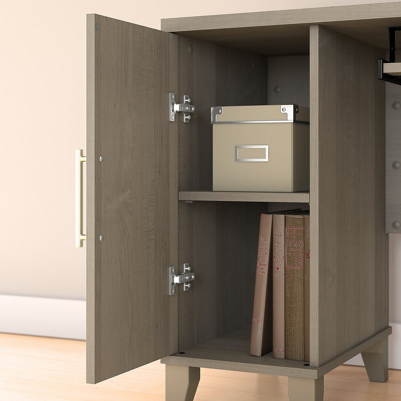 Bush Furniture Somerset 60"W L Shaped Desk with Storage, Ash Gray (WC81630K)
