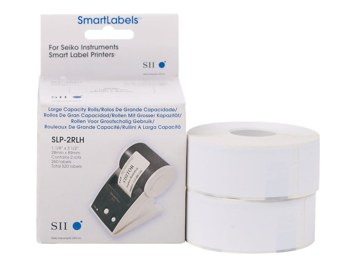 Seiko Thermal Address Labels, 1 1/8" x 3 1/2", White, 260/Roll, 2 Rolls/Box (SLP-2RLH)