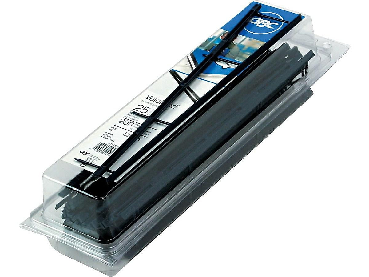 Swingline GBC VeloBind 1 1/2" Plastic Strip Binding Spine, 200 Sheet Capacity, Blue, 25/Pack (9741631)