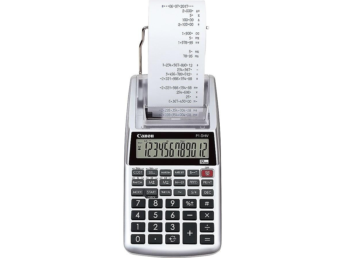 Canon P1-DH V-2 2203C001AA 12-Digit Desktop Printing Calculator, Silver