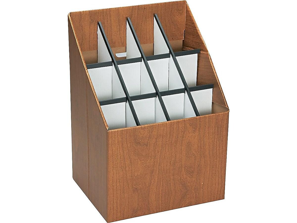 Safco Compact Corrugated Upright Files, 12-Compartment, Walnut Wood (3079)