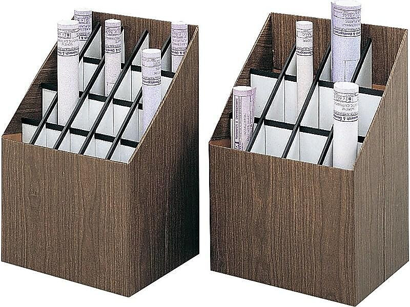 Safco Compact Corrugated Upright Files, 12-Compartment, Walnut Wood (3079)