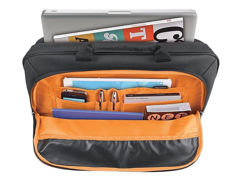 Solo New York Ace Slim 15.6" Laptop Briefcase, Black/Orange Polyester (UBN101-4)