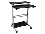 Luxor 2-Shelf Metal Mobile Presentation Cart with Lockable Wheels, Black/Gray (STANDUP-31.5-B)
