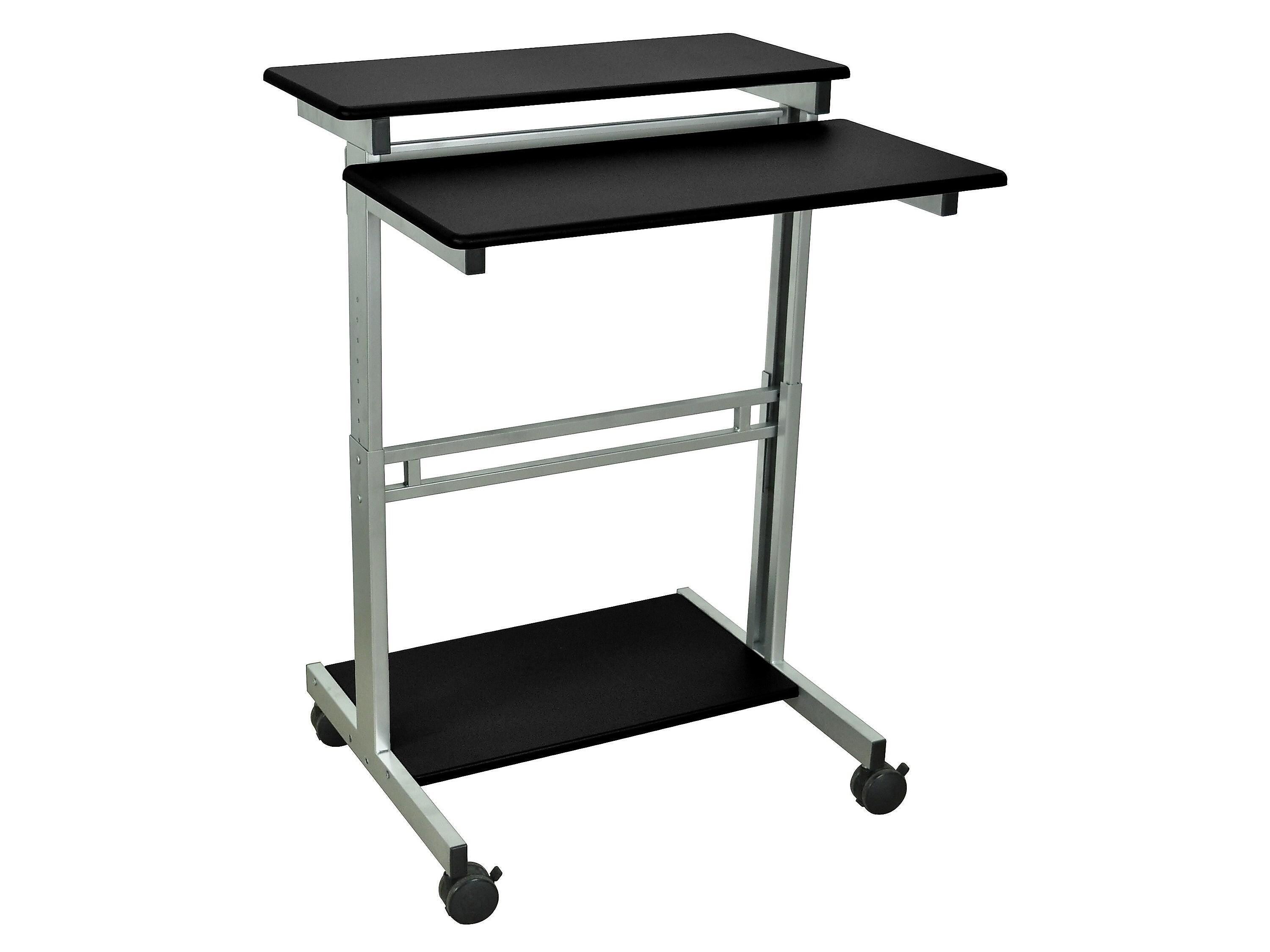 Luxor 2-Shelf Metal Mobile Presentation Cart with Lockable Wheels, Black/Gray (STANDUP-31.5-B)