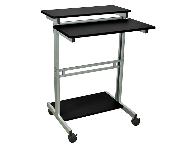 Luxor 2-Shelf Metal Mobile Presentation Cart with Lockable Wheels, Black/Gray (STANDUP-31.5-B)