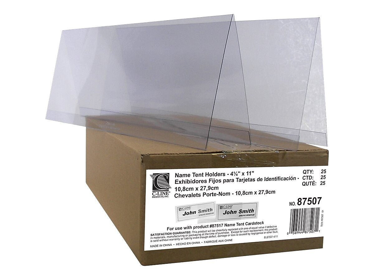 C-Line Sign Holder, 4.25" x 11", Horizontal, Clear Plastic, 25/Box (87507)