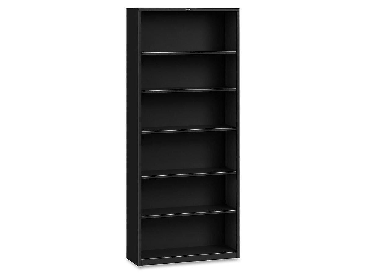 HON Brigade 6-Shelf Steel Standard Bookcase, 81.13"H x 34.5"W x 12.63"D, Black (S82ABCP)