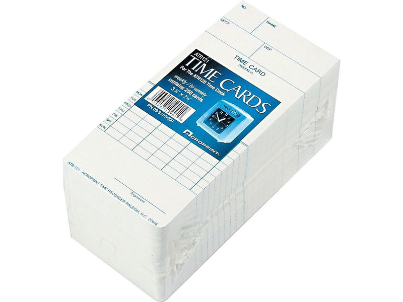 Acroprint Time Cards for ATR120 Time Clock, 250/Pack (ATR121)