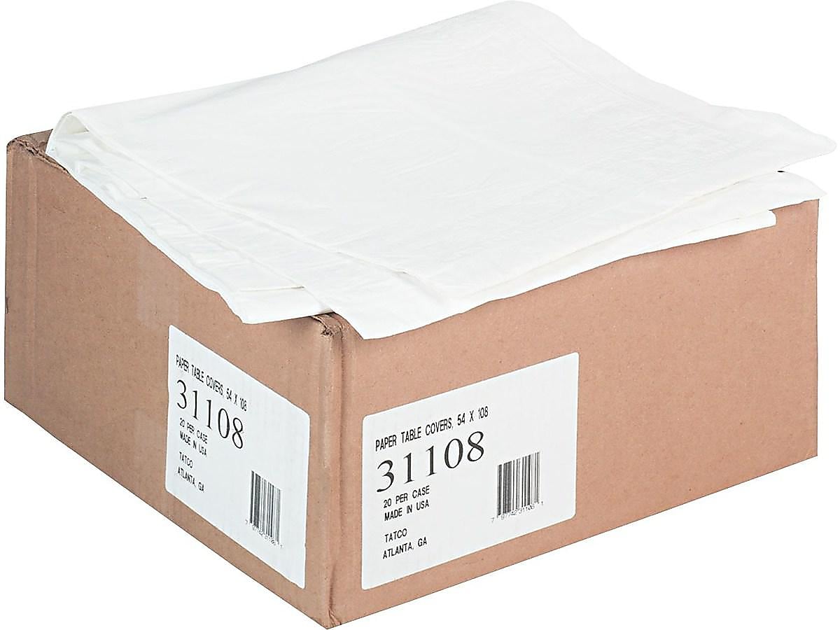Hoffmaster 108"W x 54"D Solid Tablecovers, White, 25/Carton (210130)