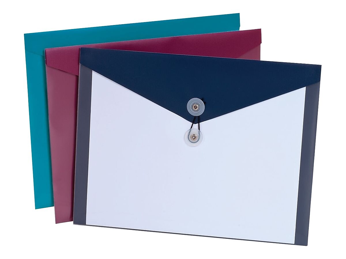 Pendaflex Standard Plastic Filing Envelope, Letter, Assorted Colors, 4/Pack (90016)
