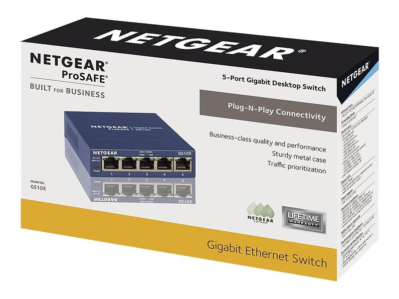 Netgear ProSAFE 5-Port Gigabit Ethernet Unmanaged Switch, Blue (GS105NA)