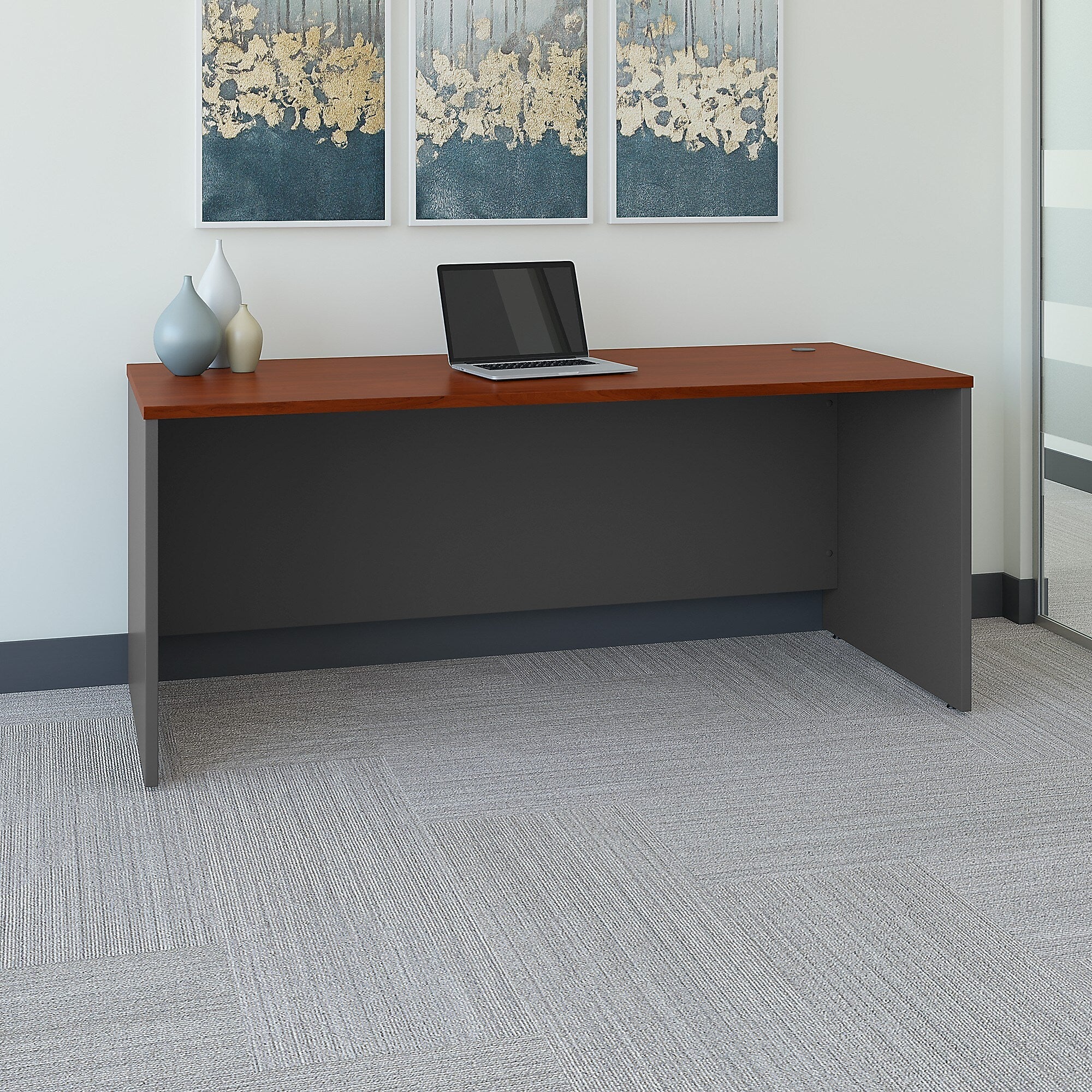 Bush Business Furniture Westfield 72"W Office Desk, Hansen Cherry/Graphite Gray (WC24436)