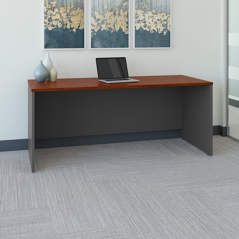 Bush Business Furniture Westfield 72"W Office Desk, Hansen Cherry/Graphite Gray (WC24436)