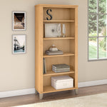 Bush Furniture Somerset 65"H 5-Shelf Bookcase with Adjustable Shelves, Maple Cross Laminate (WC81465)