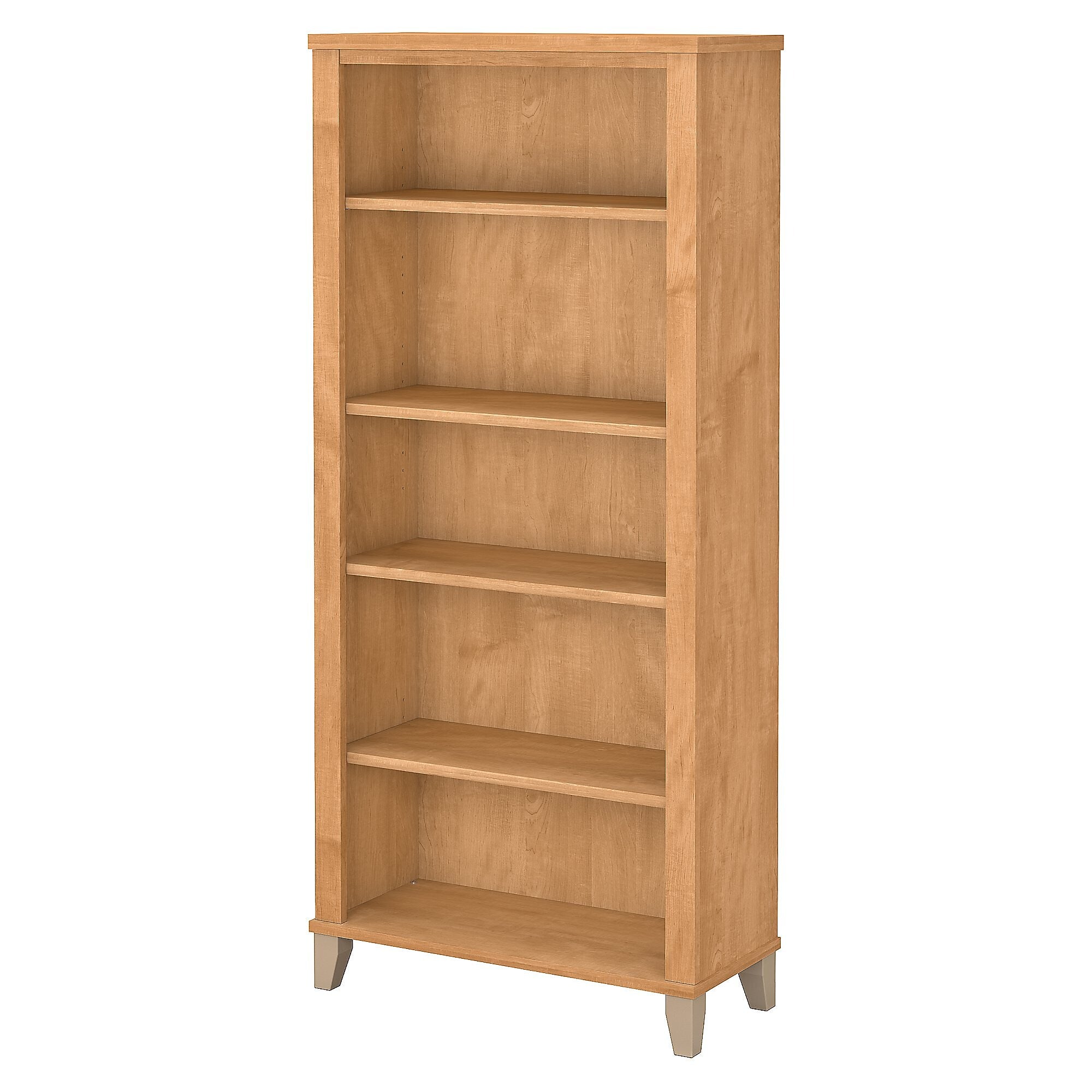 Bush Furniture Somerset 65"H 5-Shelf Bookcase with Adjustable Shelves, Maple Cross Laminate (WC81465)