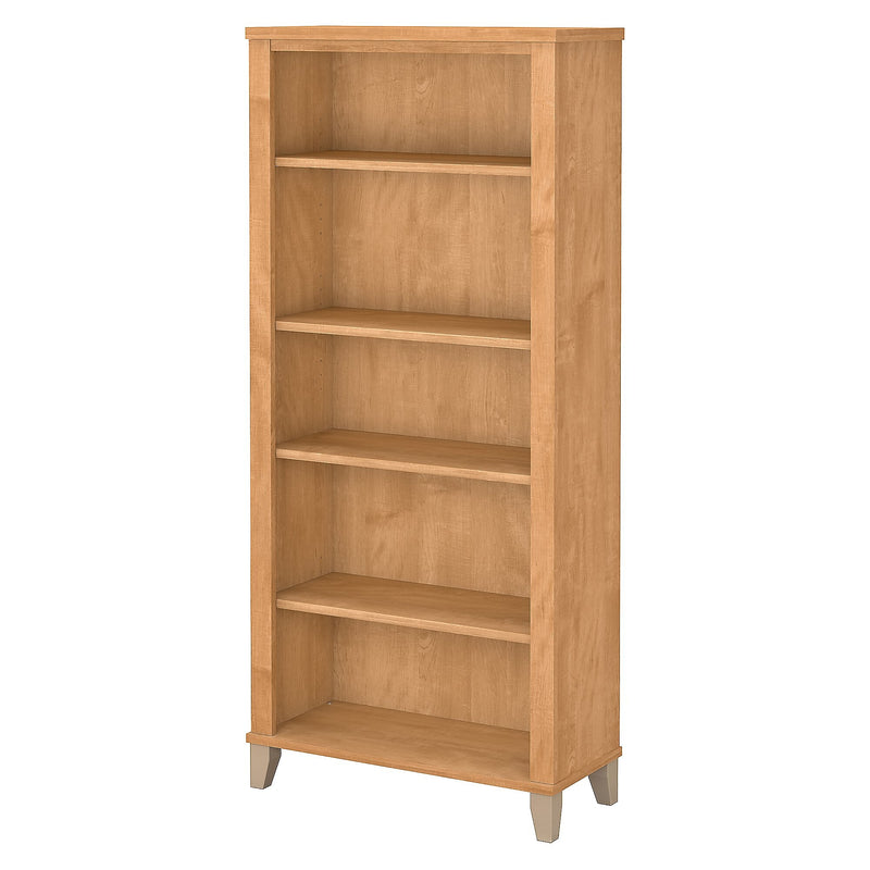 Bush Furniture Somerset 65"H 5-Shelf Bookcase with Adjustable Shelves, Maple Cross Laminate (WC81465)