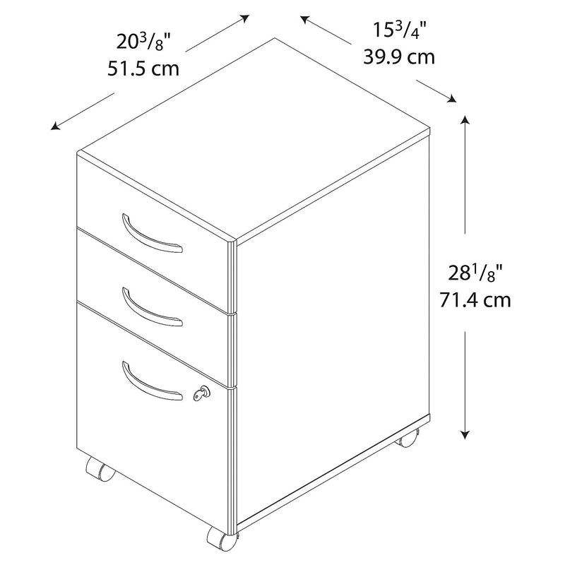 Bush Business Furniture Series C 3-Drawer Mobile Vertical File Cabinet, Letter/Legal Size, Lockable, Hansen Cherry(BSHWC24453SU)