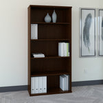 Bush Business Furniture Westfield 73" 5-Shelf Bookcase with Adjustable Shelves, Mocha Cherry Laminated Wood (WC12914)