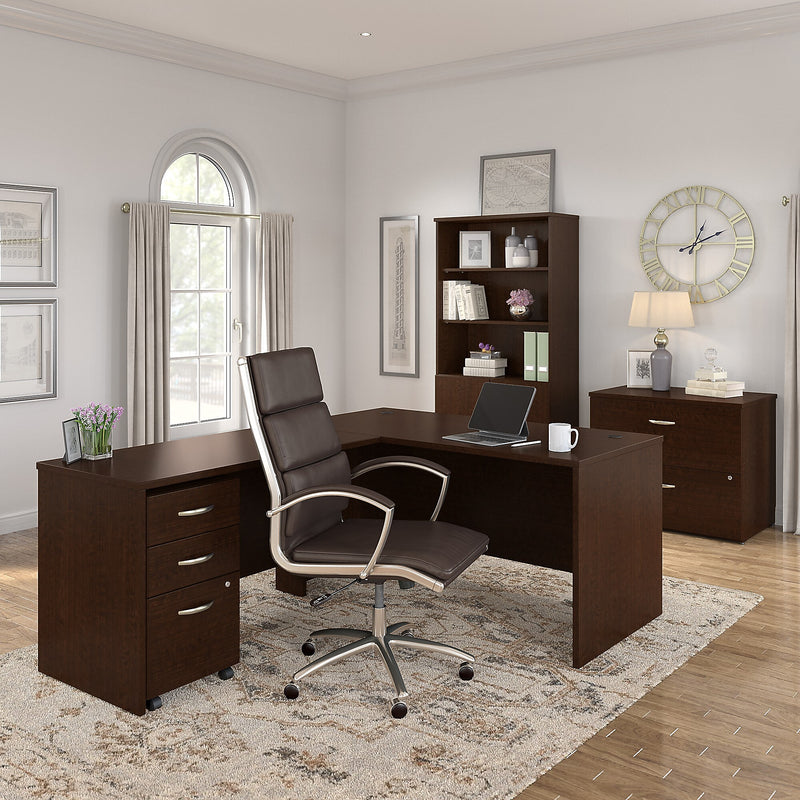 Bush Business Furniture Westfield 73" 5-Shelf Bookcase with Adjustable Shelves, Mocha Cherry Laminated Wood (WC12914)