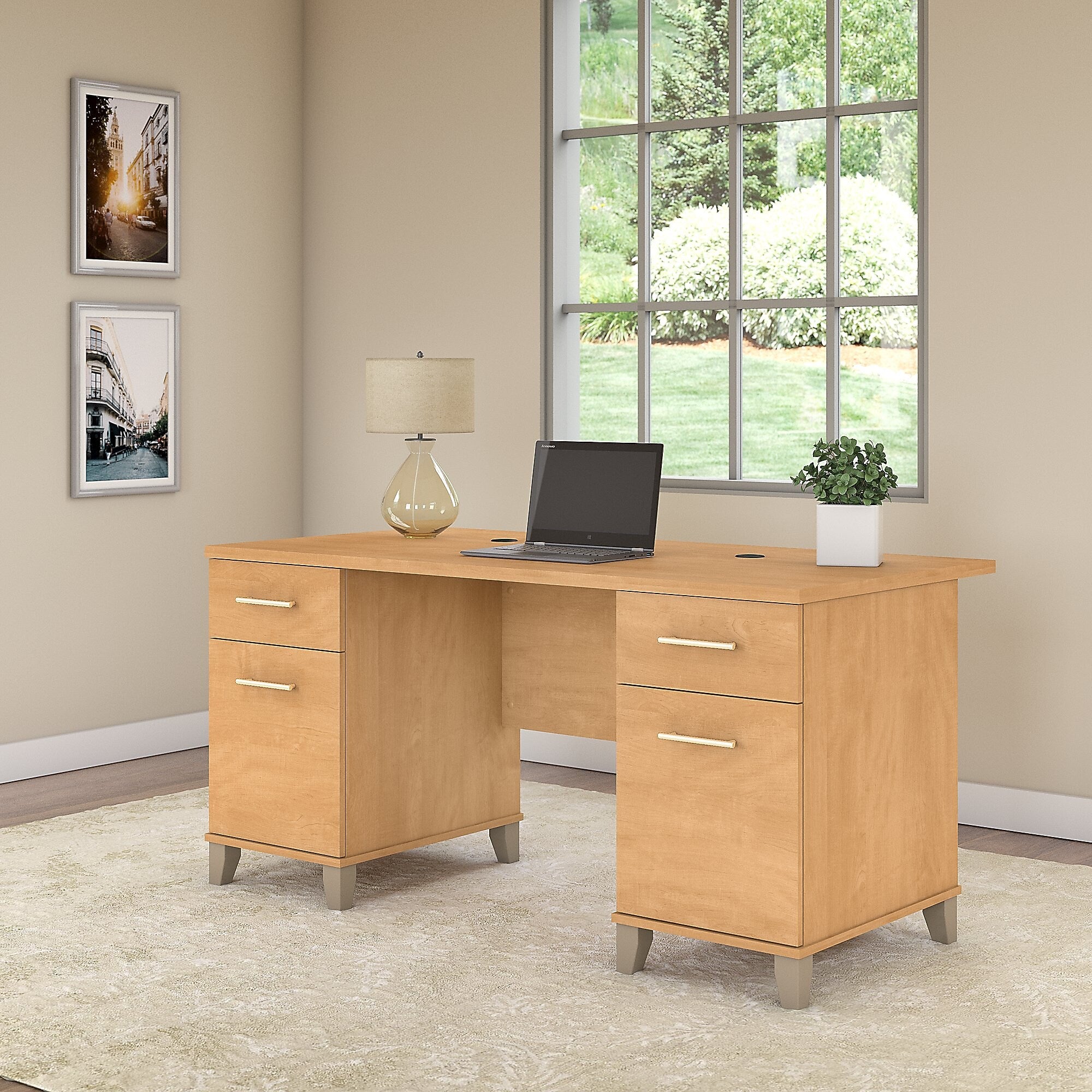 Bush Furniture Somerset 60"W Desk, Maple Cross (WC81428)