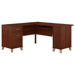 Bush Furniture Somerset 60"W L Shaped Desk with Storage, Hansen Cherry (WC81730K)