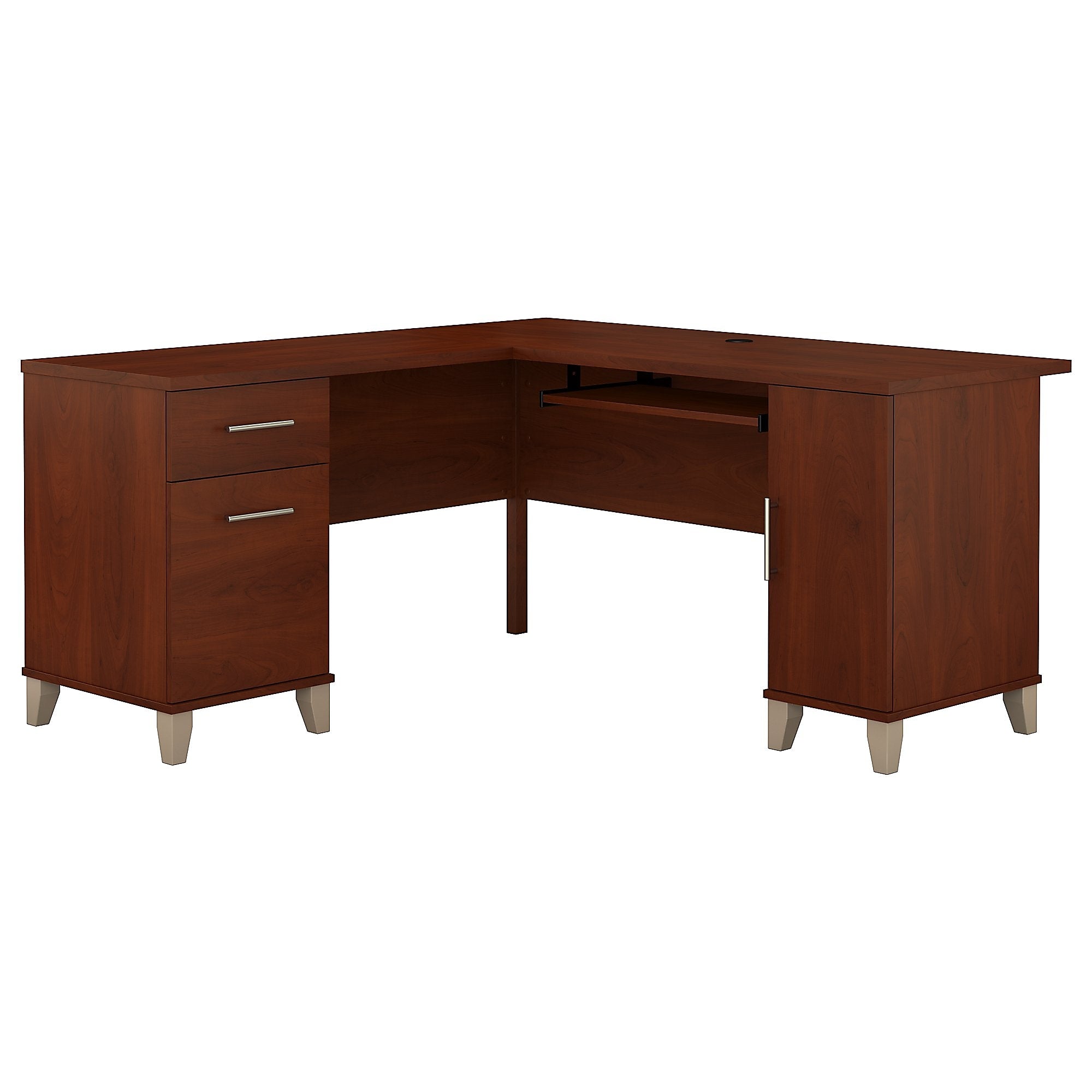 Bush Furniture Somerset 60"W L Shaped Desk with Storage, Hansen Cherry (WC81730K)