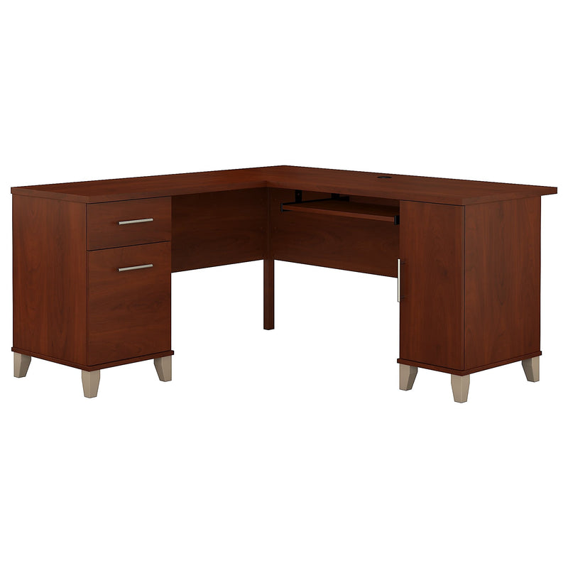 Bush Furniture Somerset 60"W L Shaped Desk with Storage, Hansen Cherry (WC81730K)
