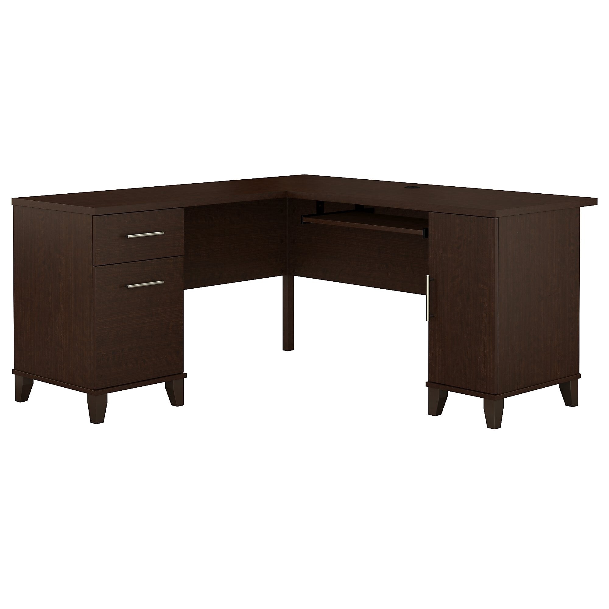 Bush Furniture Somerset 60"W L Shaped Desk with Storage, Mocha Cherry (WC81830K)