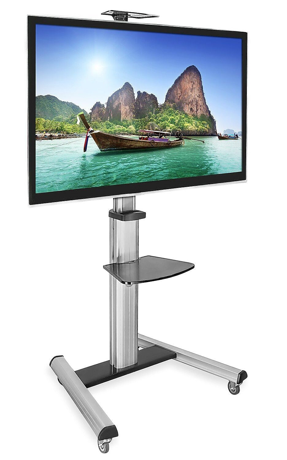 Mount-It! 2-Shelf Mobile TV Cart Height Adjustable for 32"-70" Displays (MI-875)