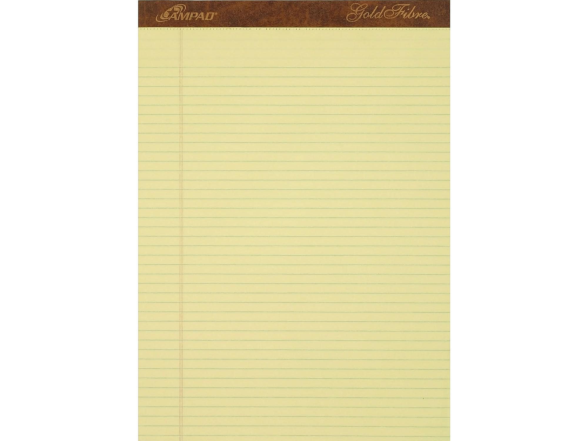 Ampad Gold Fibre Notepads, 8.5" x 11.75", Narrow Ruled, Canary, 50 Sheets/Pad, 12 Pads/Pack (TOP 20-022)