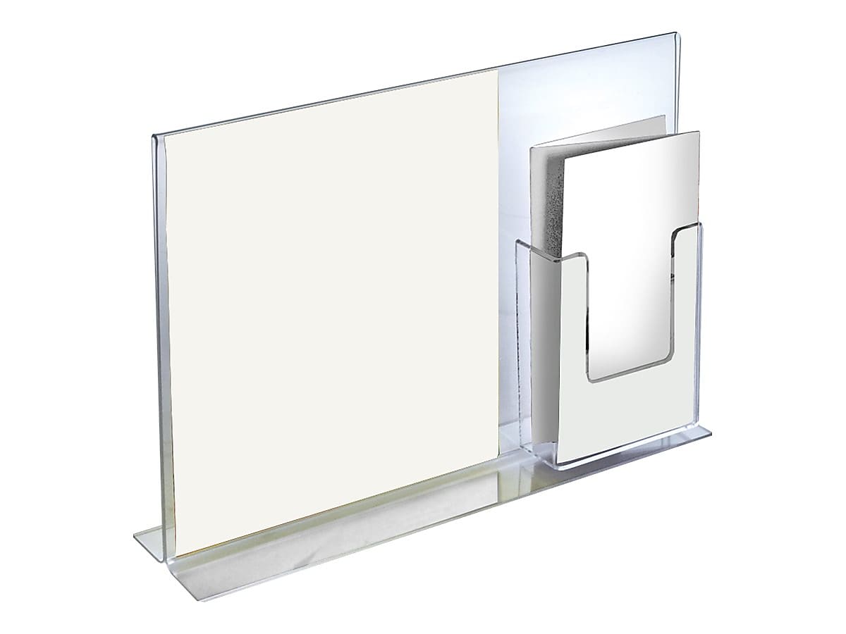 Azar Sign Holder, 14" x 11", Horizontal, Table Top, Clear, Acrylic, 2/Pack (252053)