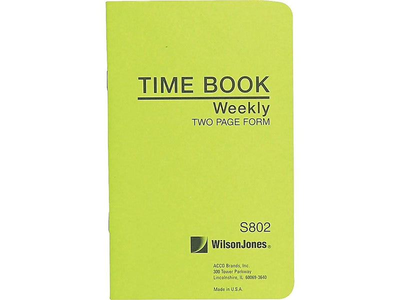 Wilson Jones Foreman's Time Book, 4.25" x 6.8", Green, 36 Sheets/Book (S802)