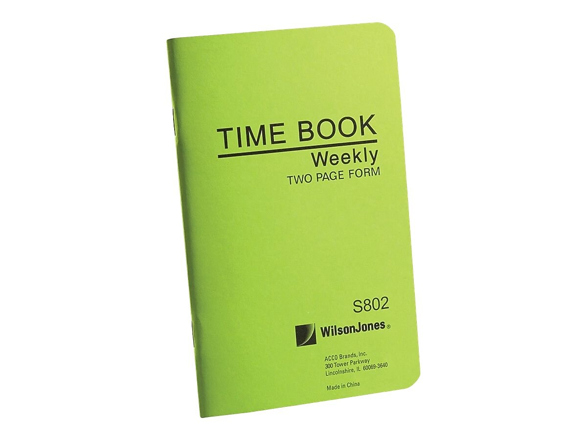 Wilson Jones Foreman's Time Book, 4.25" x 6.8", Green, 36 Sheets/Book (S802)