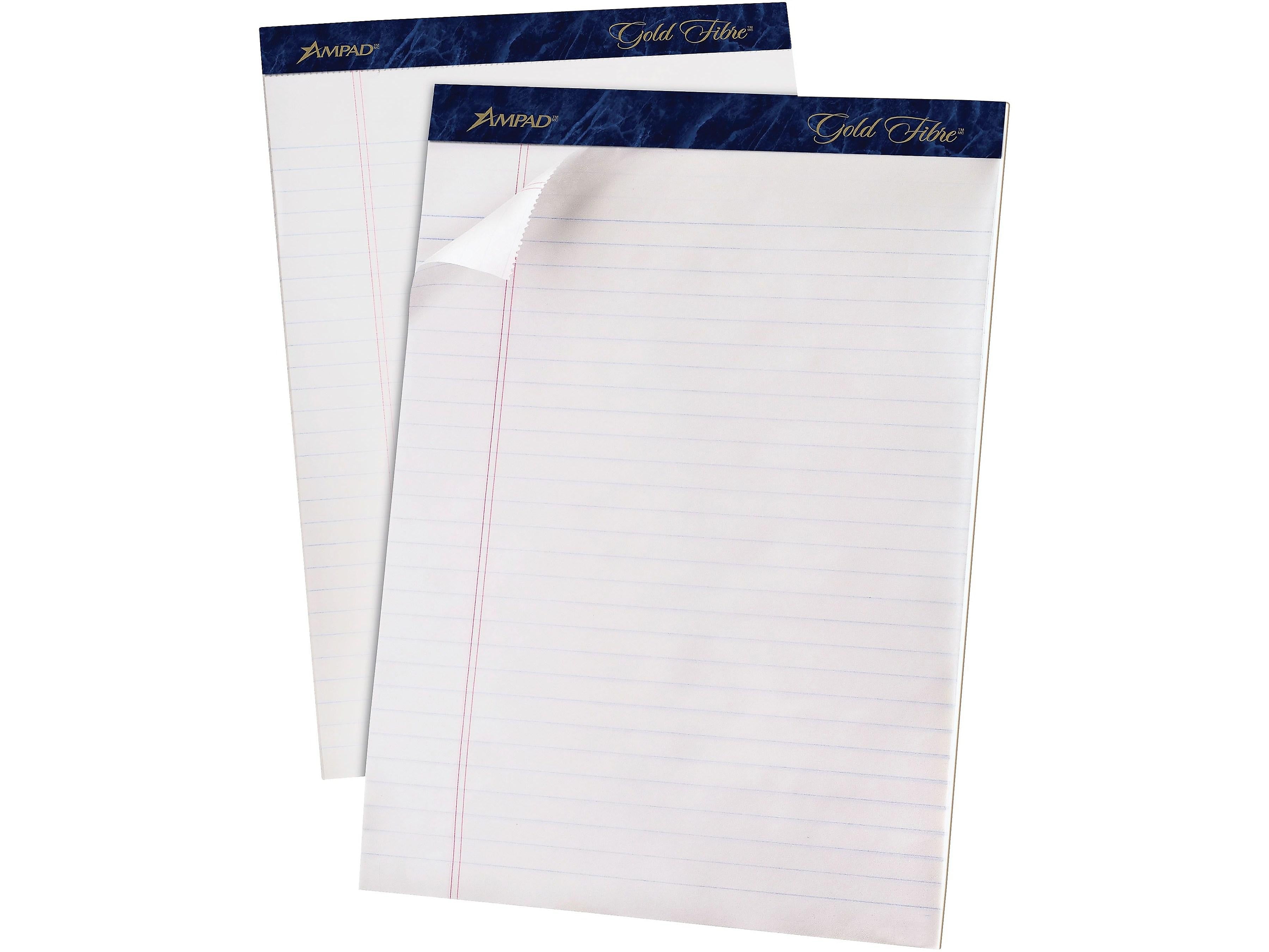 Ampad Gold Fibre Notepads, 8.5" x 11.75", Wide Ruled, White, 50 Sheets/Pad, 12 Pads/Pack (TOP 20-070)