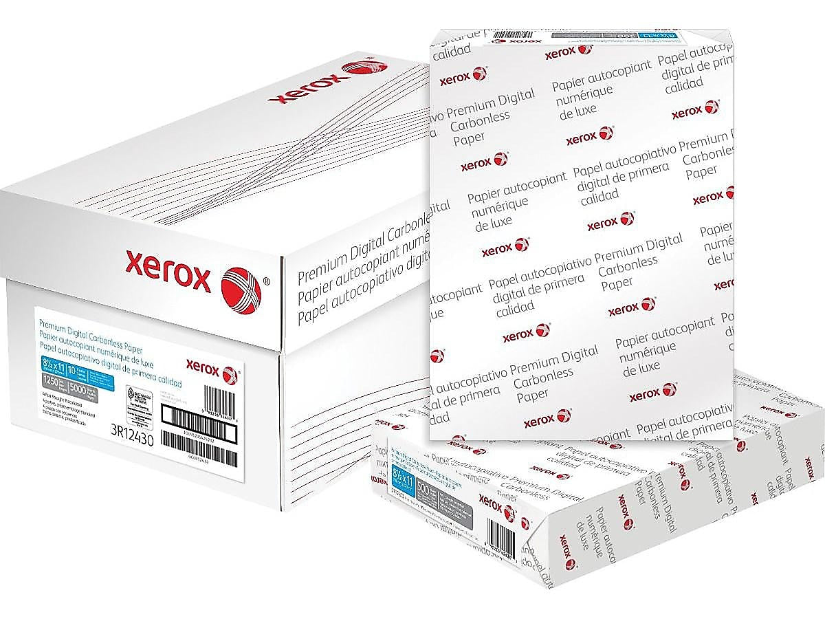 Xerox Revolution Carbonless Paper, 8.5" x 11", 20 lbs, 92 Brightness, 1250/Ream, 4 Reams/Carton (3R12430)