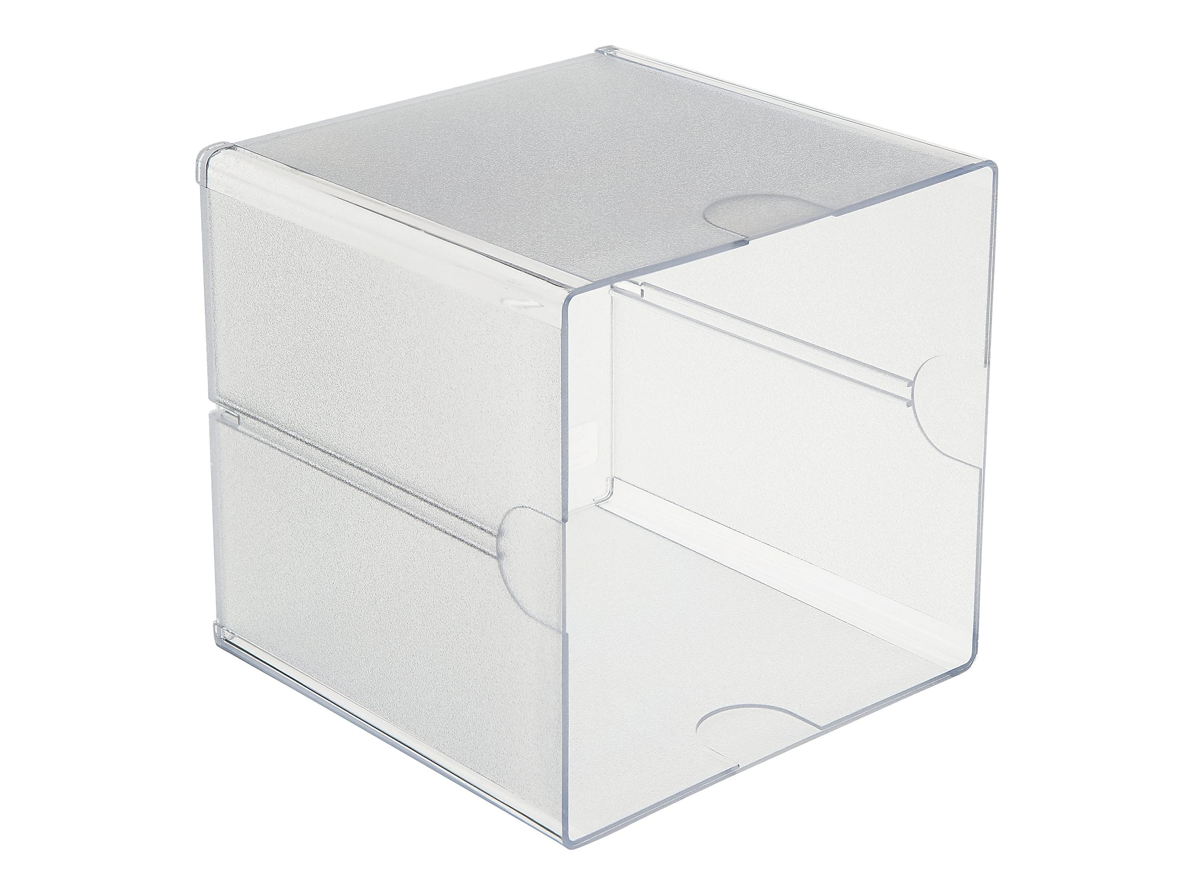 Deflect-O Cube 1 Compartment Stackable Plastic Compartment Storage, Clear (350401)