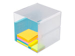 Deflect-O Cube 1 Compartment Stackable Plastic Compartment Storage, Clear (350401)