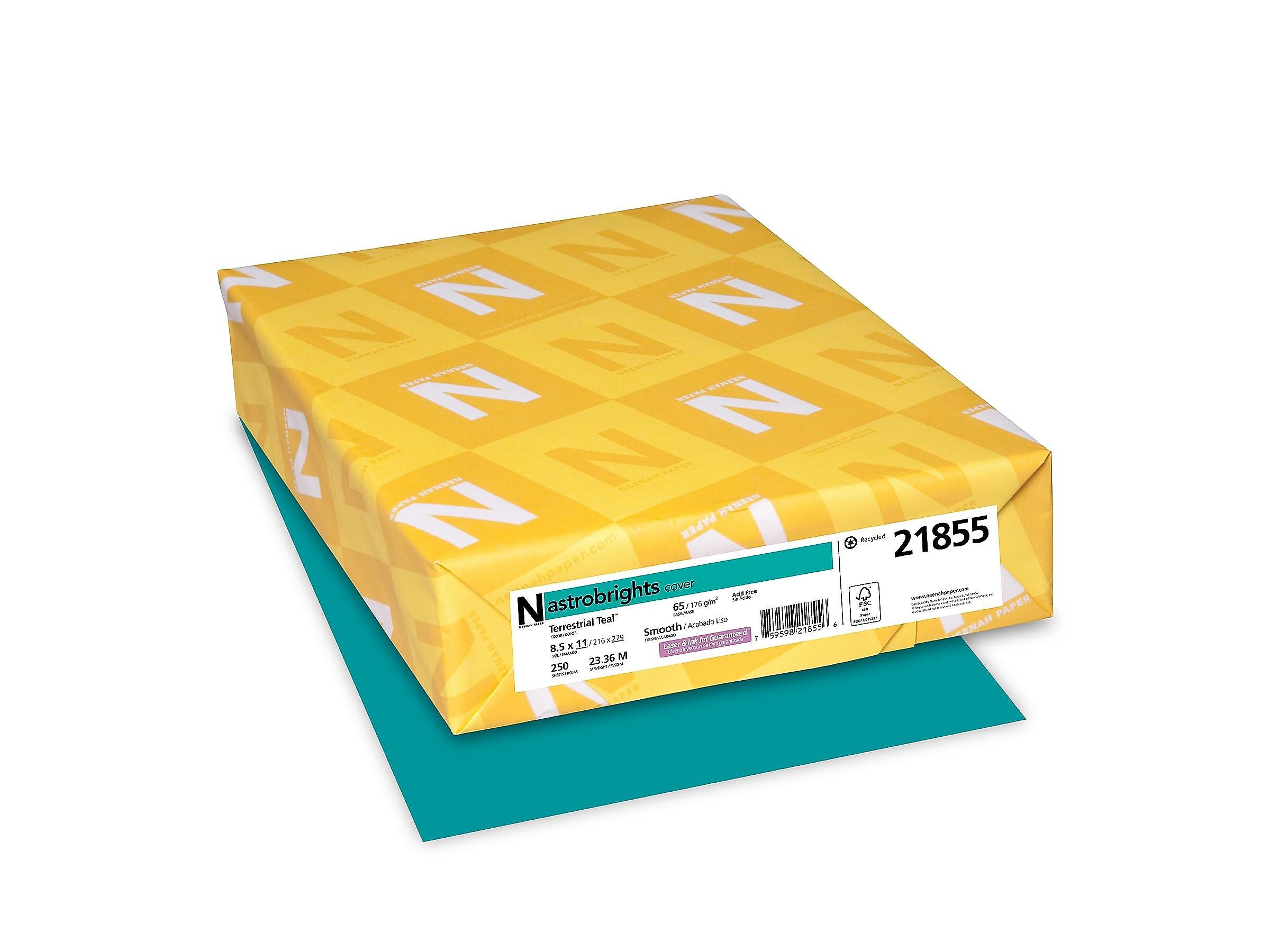 Astrobrights 65 lb. Cardstock Paper, 8.5" x 11", Terrestrial Teal, 250 Sheets/Pack (21855)
