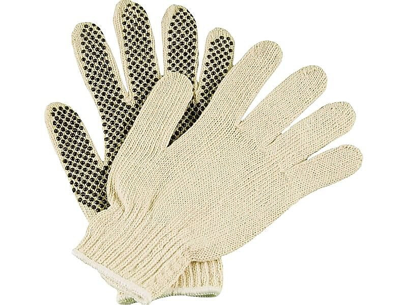 Ambitex Pro 1-Sided Dotted String Knit Cotton Gloves, Natural White, Dozen (CTPS400MN/1SD)