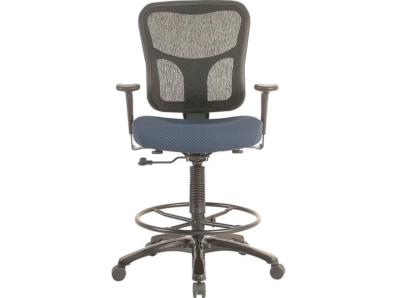 Tempur-Pedic Fabric Drafting Stool with Backrest and Footrest with Lumbar Support, Navy (TP8200-NAVY)
