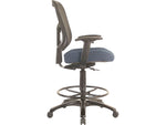 Tempur-Pedic Fabric Drafting Stool with Backrest and Footrest with Lumbar Support, Navy (TP8200-NAVY)