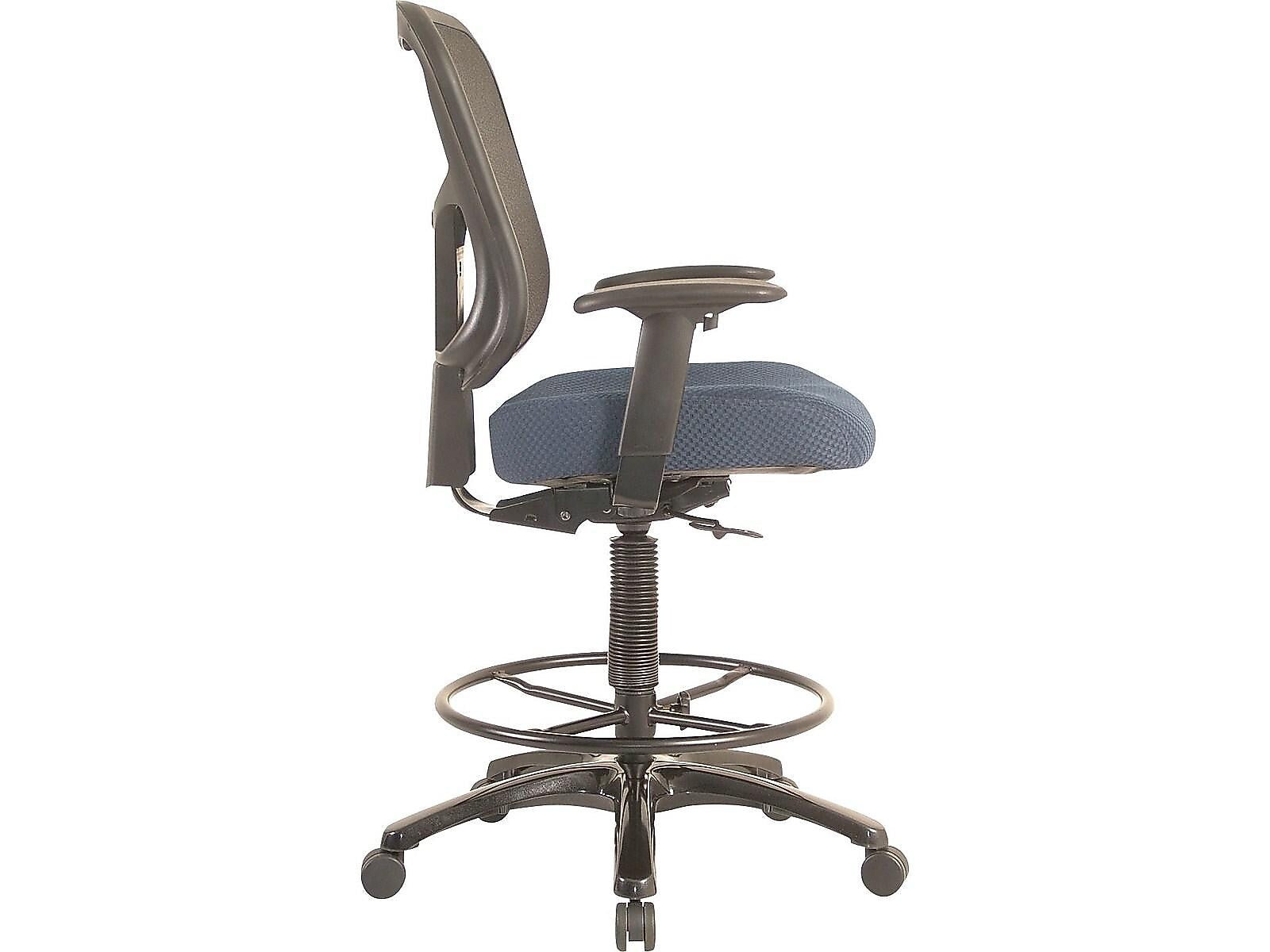 Tempur-Pedic Fabric Drafting Stool with Backrest and Footrest with Lumbar Support, Navy (TP8200-NAVY)