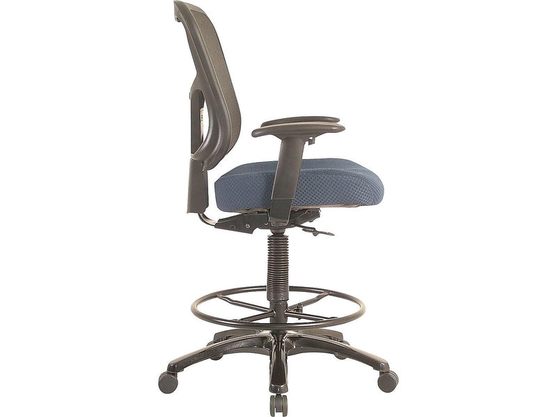 Tempur-Pedic Fabric Drafting Stool with Backrest and Footrest with Lumbar Support, Navy (TP8200-NAVY)